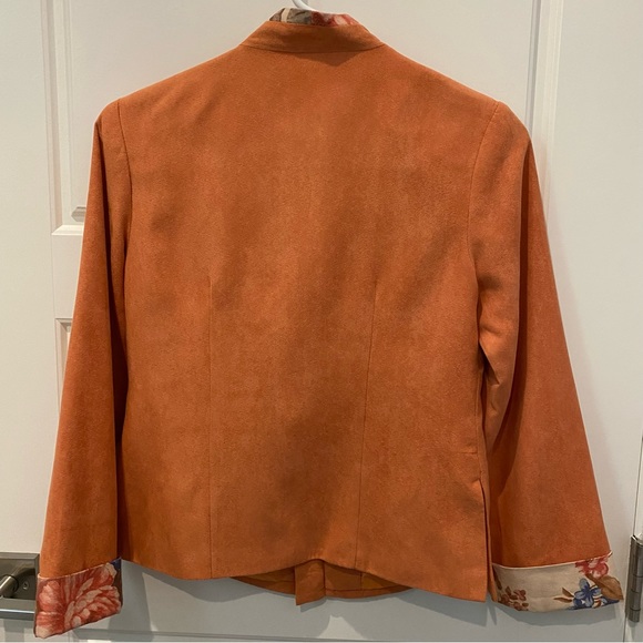 Qipiao Cheongsam Button Collar Shirt Orange Floral Women’s M - Picture 4 of 7